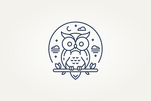 minimalist owl bird line art logo, a Branding & Logo Template by Blazybone
