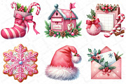 Watercolor Pink Christmas Clipart, an Illustration by DreamPrint404 (Thumbnail 6 of 6)
