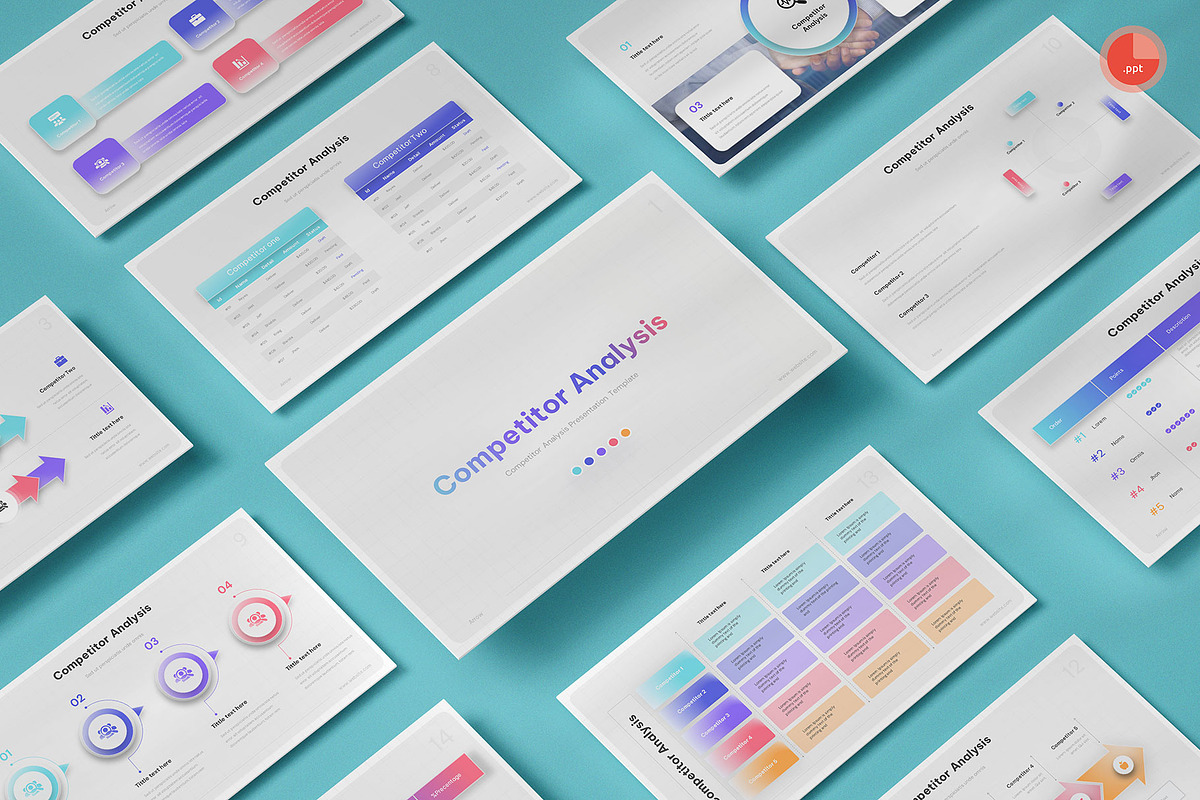 Competitor Analysis PowerPoint, a Presentation Template by Pixslides (Photo 1 of 4)