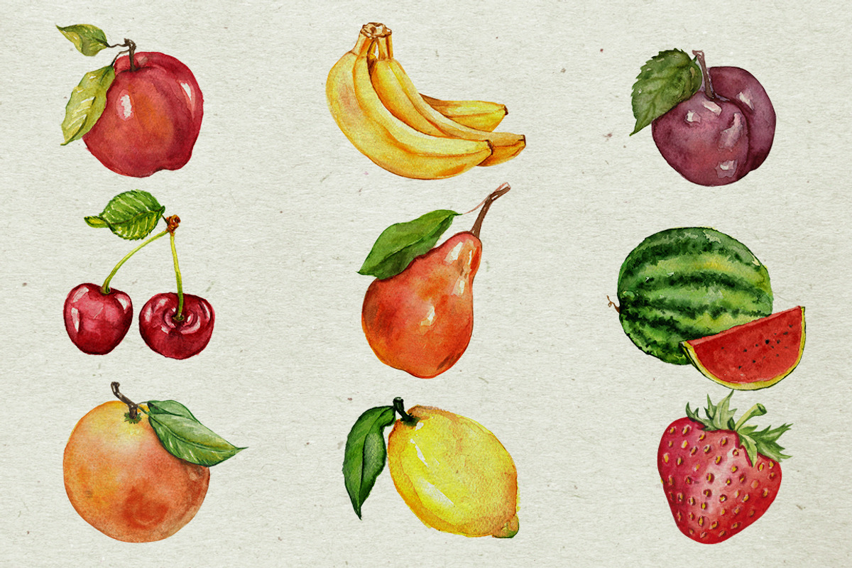 Watercolor fruit collection, a Decorative Illustration by Art Loft (Photo 2 of 4)