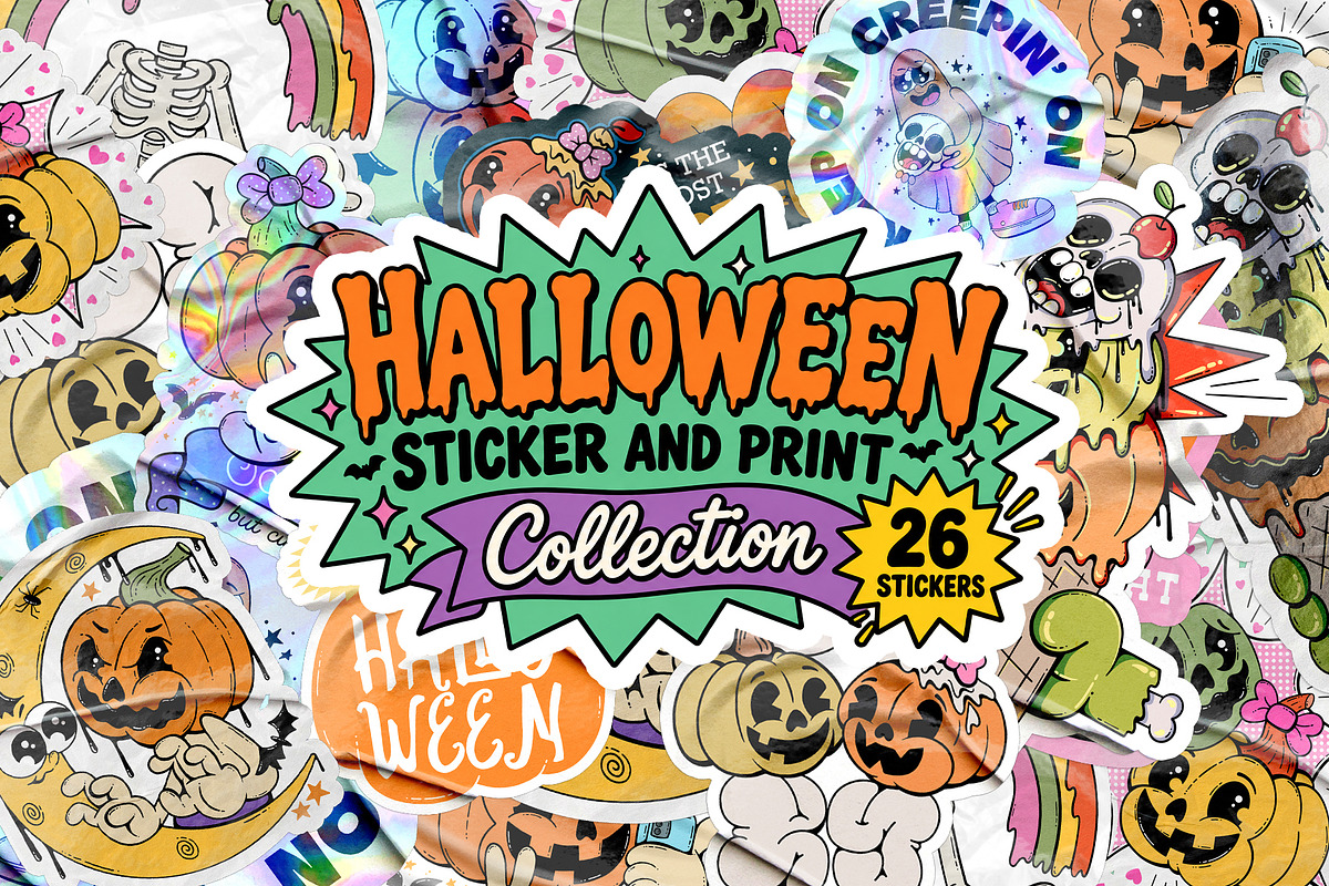 Halloween Spooky Sticker Collection, an Object Graphic by Alina Sh (Photo 1 of 8)