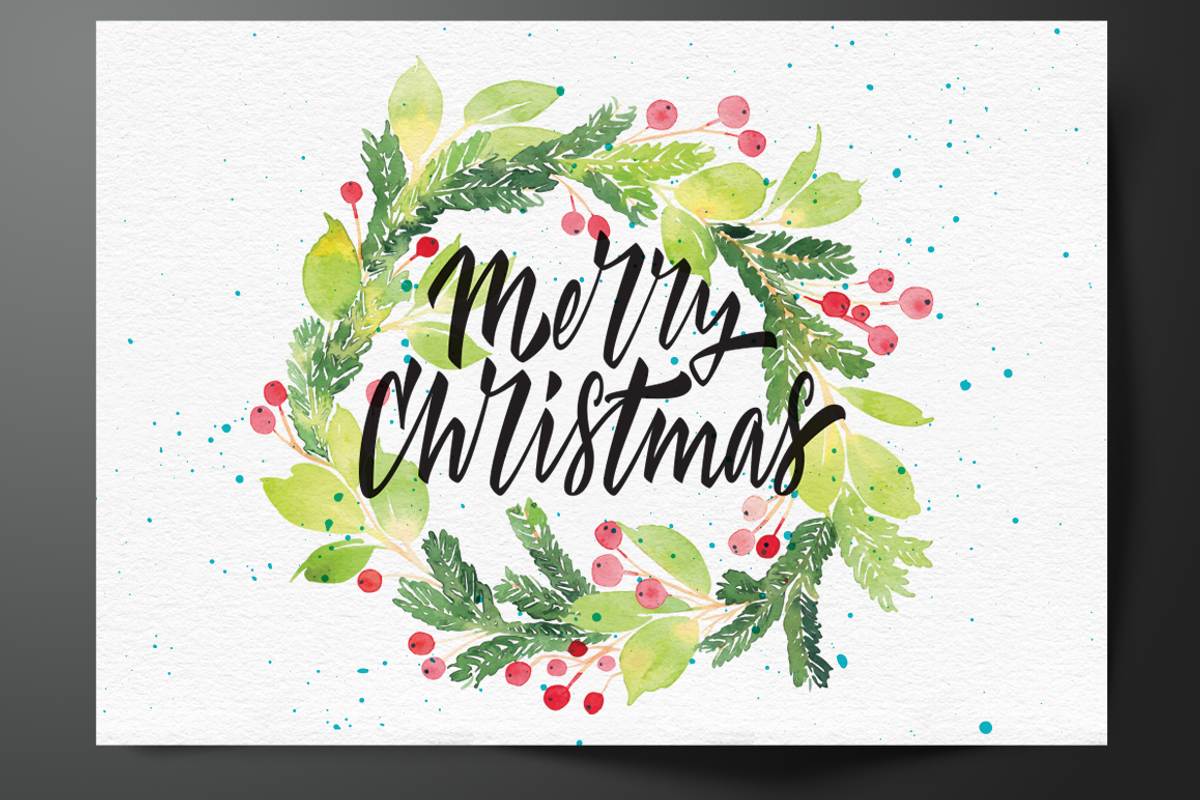 Watercolour Christmas Wreath Vector, a Card Template by Karma (Photo 5 of 5)