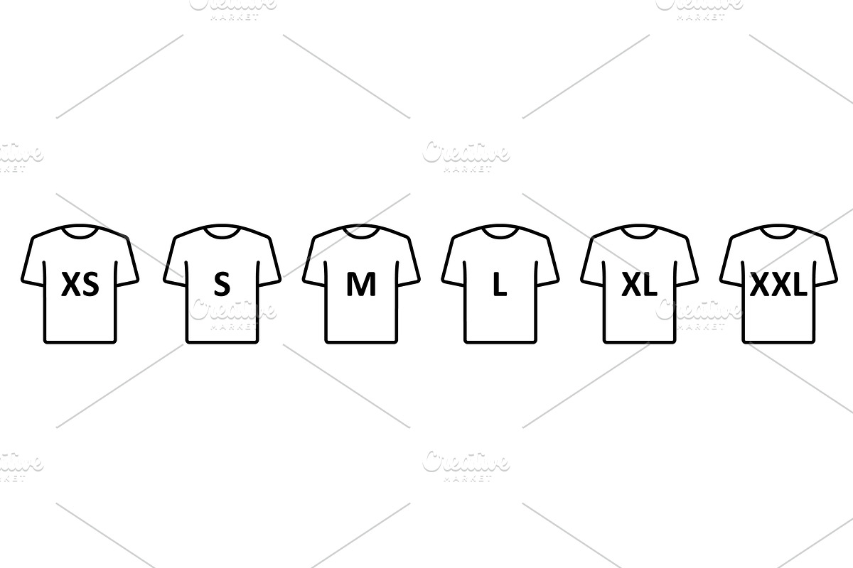 T-shirt Size Icon Set, a Texture Illustration by Vector Creator
