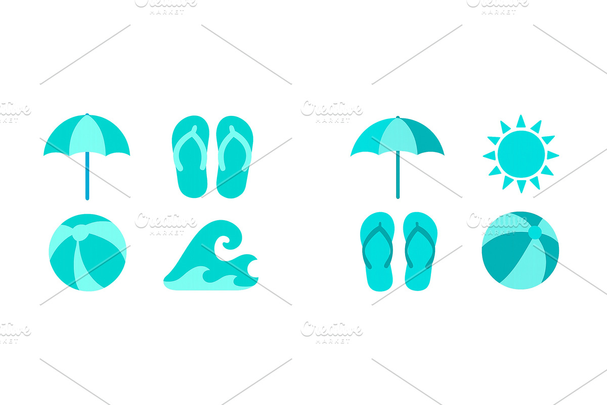 Colorful beach elements including, an Object Illustration by ZinetroN