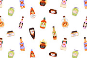 Spicy sauces set + seamless patterns, a Food Illustration by PaperTrident (Thumbnail 4 of 4)
