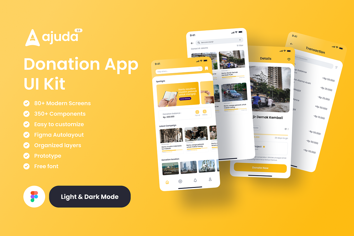 Ajuda 2.0 - Donation App UI Kit, an UI Kit Template by Jarvin Studio (Photo 1 of 7)