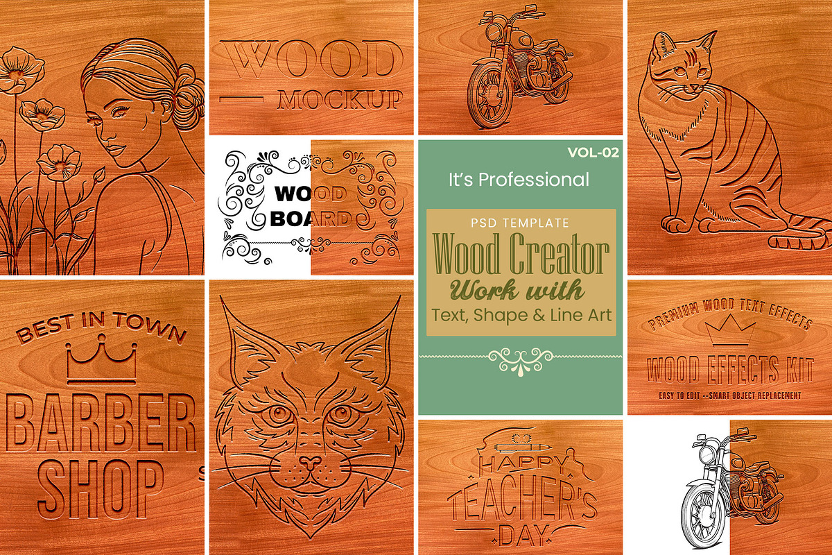 Word With Wooden Text & Shape Effect, an Action Add-On by MRI STUDIO (Photo 1 of 14)