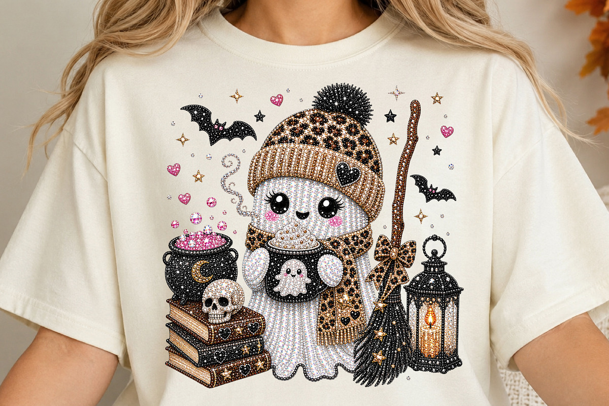 Cute Rhinestone Ghost PNG (3), a Seasonal Illustration by DreamCafeArt (Photo 4 of 6)