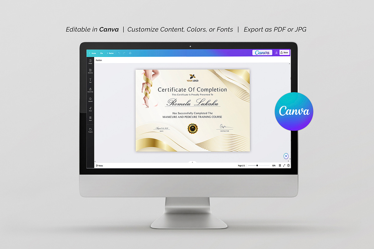 Manicure and Pedicure Certificate, a Stationery Template by DesignDevisers (Photo 8 of 10)
