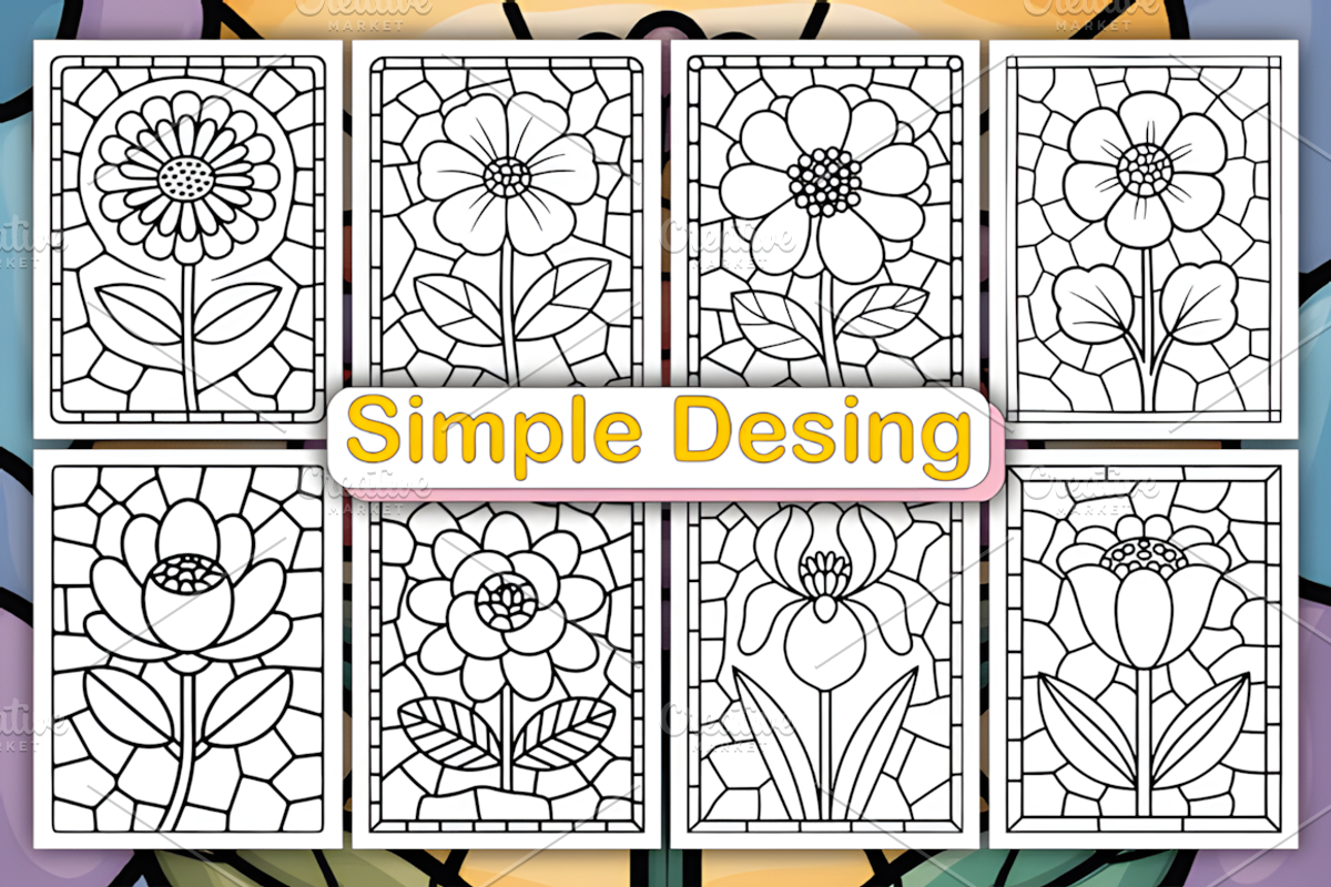Cozy Stained Glass Flower Coloring, a Decorative Illustration by Ink Gallery (Photo 3 of 5)