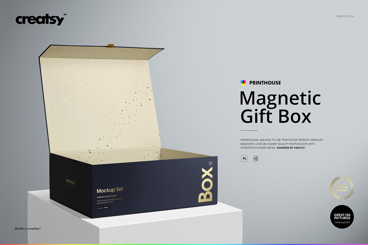 Magnetic Gift Box Mockup Set, a Household Mockup by creatsy5 (Photo 1 of 11)