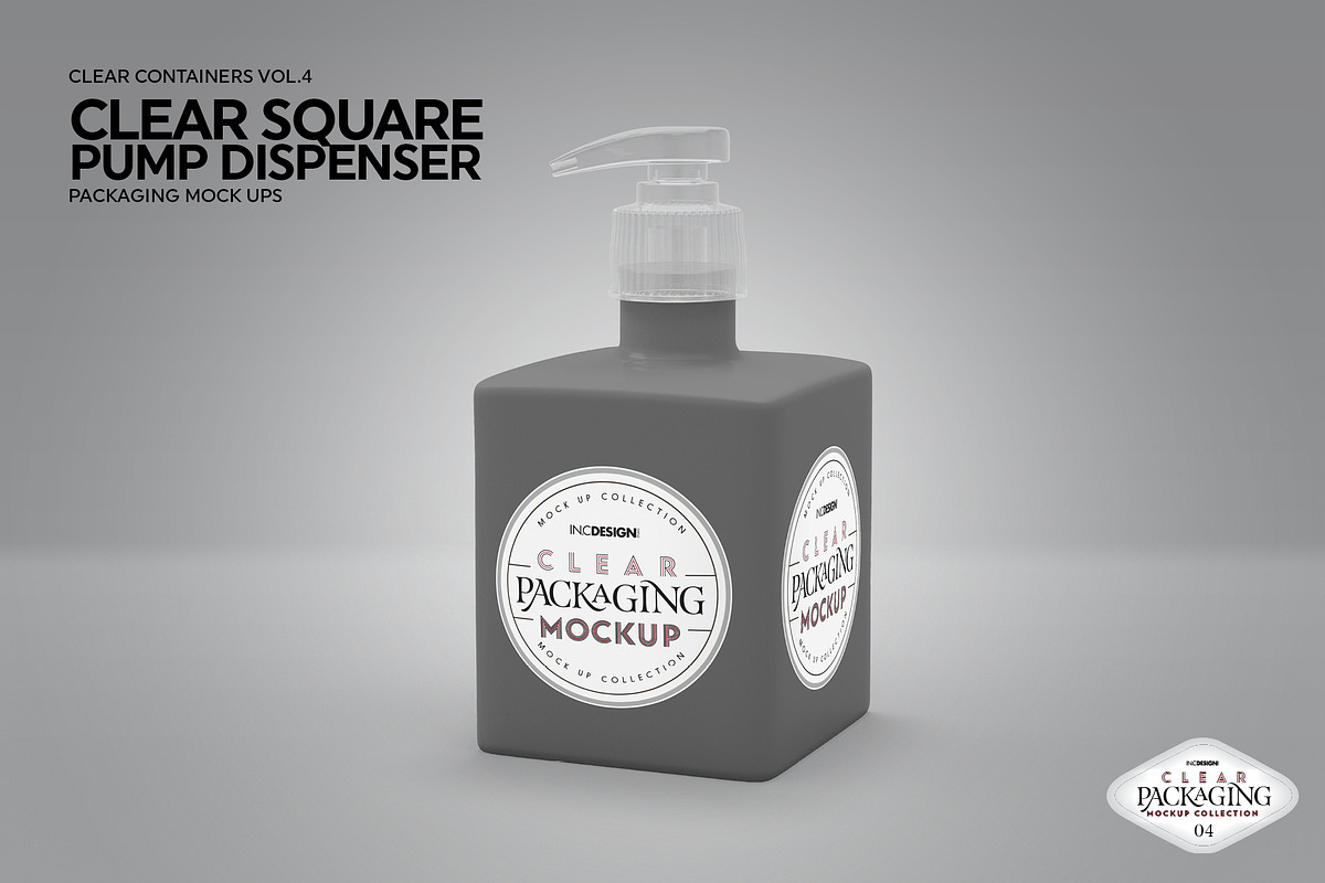 Clear Square Pump Dispenser Mockup, a Cups & Container Mockup by INCDesign (Photo 6 of 8)