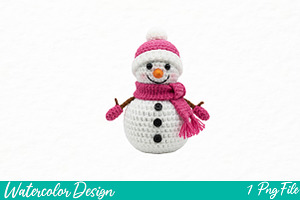 Crochet Faux Yarn Christmas Snowman, an Illustration by Watercolor design
