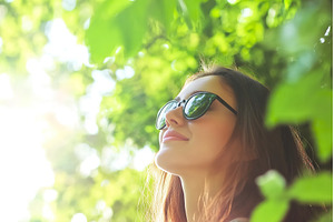 Woman with Sunglasses Looking Up at, a Nature Photo by Lermont51
