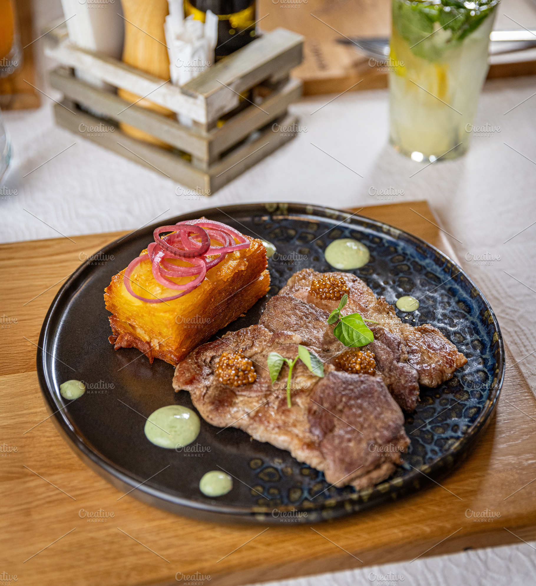 Grilled pork with potato gratin, a Food & Drink Photo by Grafvision photography