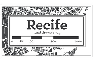 Recife Brazil City Map In Retro