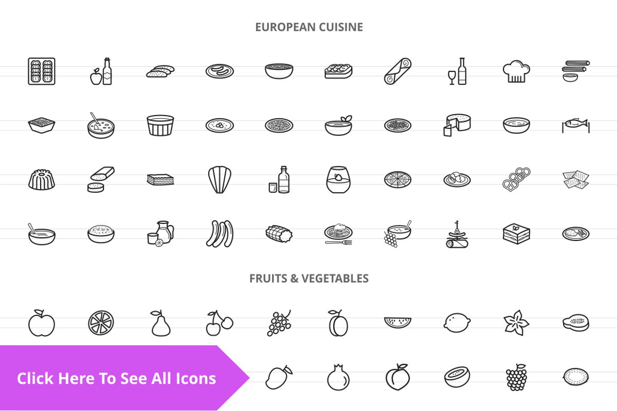270 Food & Drinks General Line Icons, an Outline Icon by IconBunny