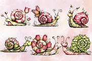 Whimsical Spring Snail Clipart Bundl, an Illustration by SVGArt (Thumbnail 2 of 9)