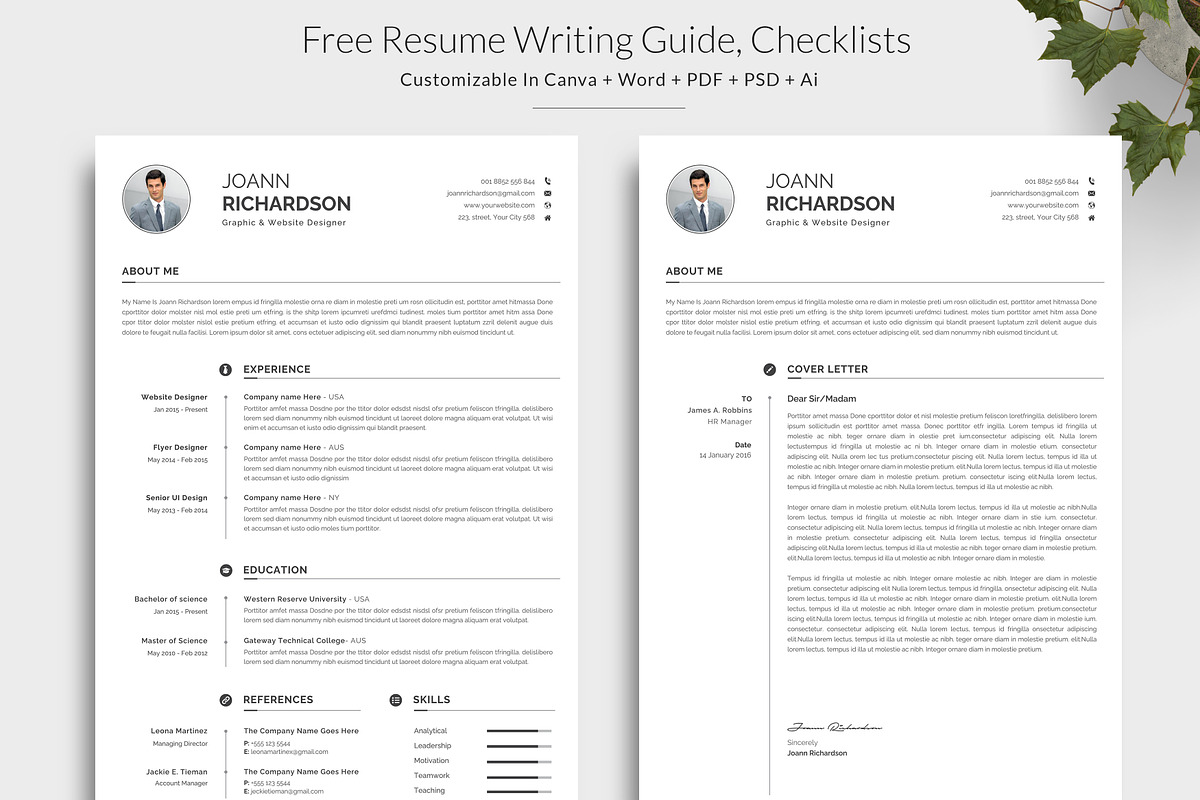 Resume / CV Template | Canva & Word, a Resume Template by CreativeZoom (Photo 3 of 7)
