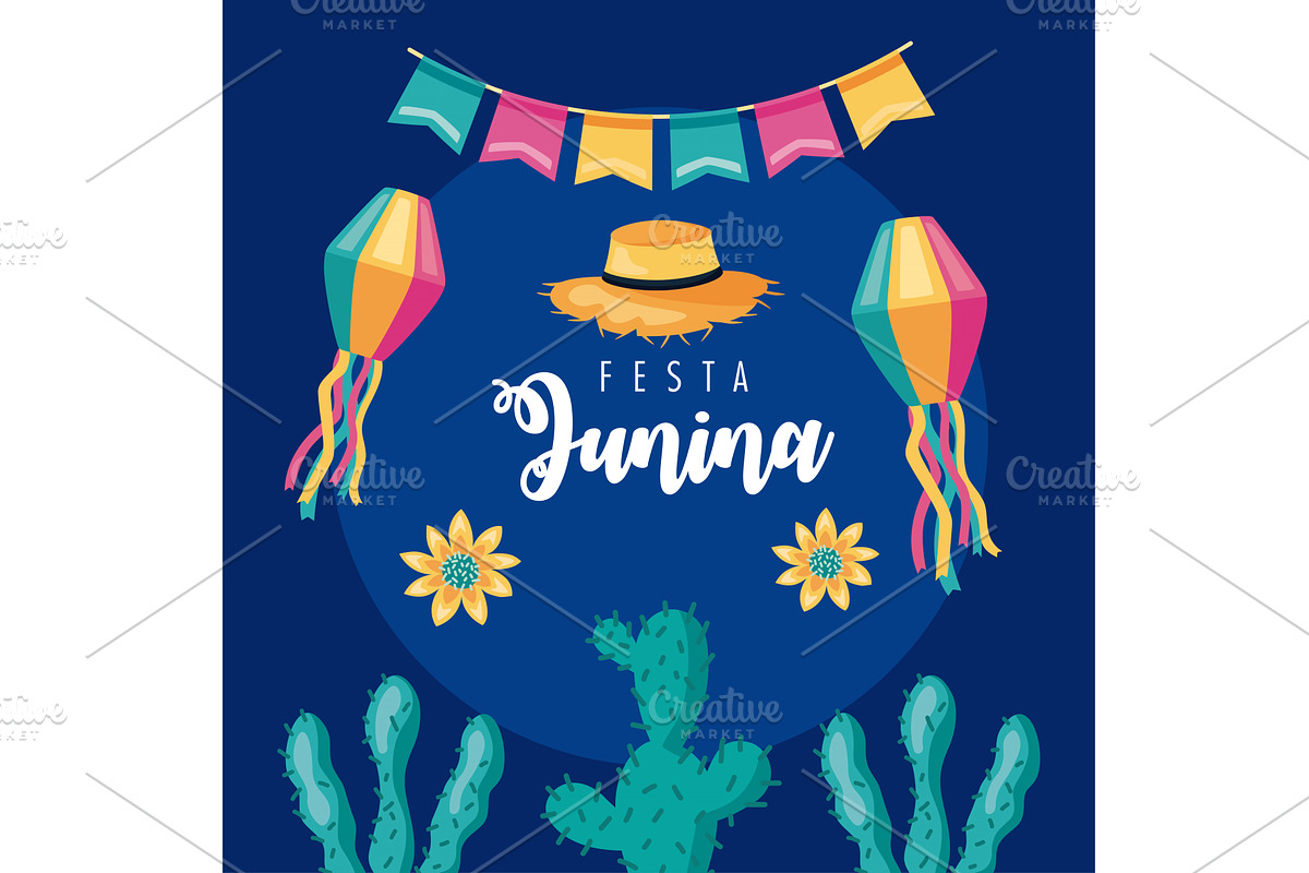 festa junina lettering poster, an Illustration by studiogstock