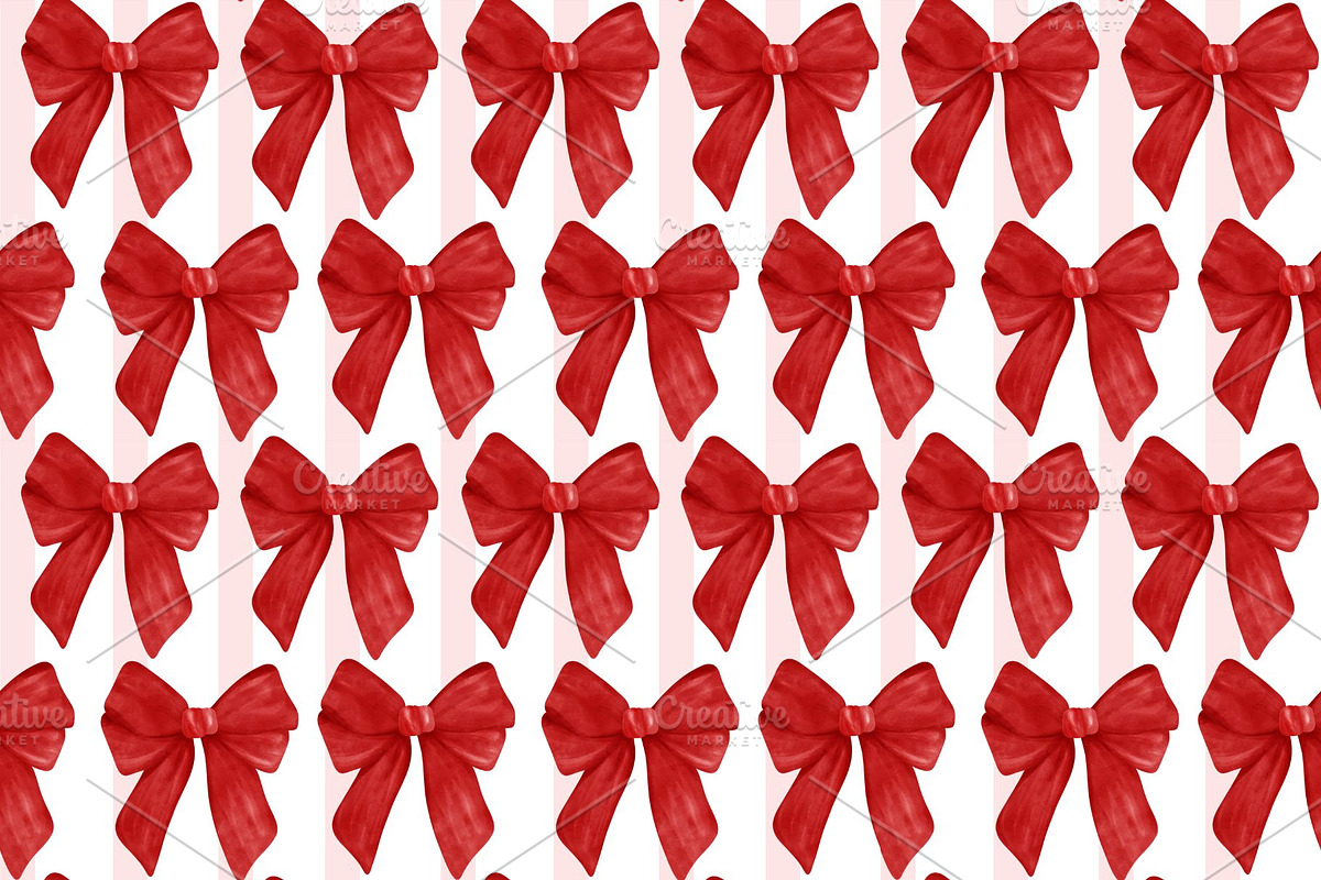 Retro Red Bow Seamless Pattern, an Illustration by Stellalunarts (Photo 1 of 3)