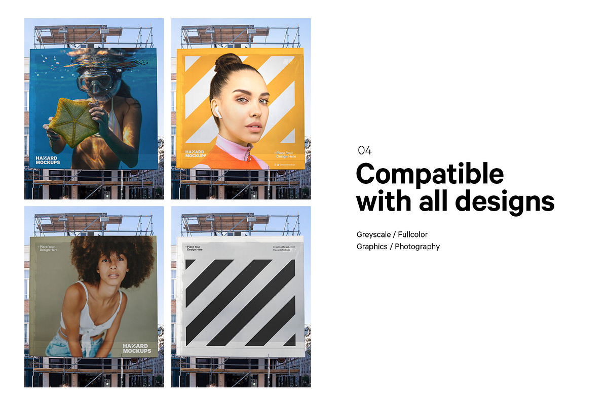 4x Billboard Construction Mockups, an Advertising Mockup by HAZARD MOCKUPS (Photo 4 of 13)