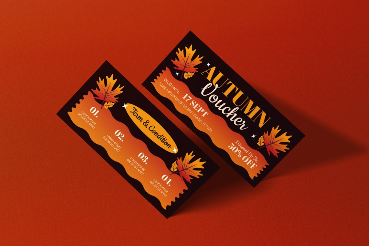 Yellow Quirky Autumn Sale Voucher, a Card Template by graphicook (Photo 3 of 3)