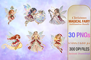 Magical Christmas Fairy Clipart PNG, a Seasonal Illustration by Ink Gallery (Thumbnail 5 of 13)