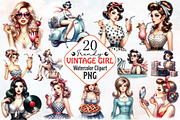 Trendy Vintage Girl Clipart, an Illustration by RobertsArt (Thumbnail 7 of 7)