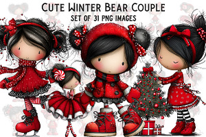 Quirky Christmas Girl Clipart, an Illustration by Craft Nest
