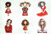 Quirky Funny Christmas Girls Clipart, an Illustration by Creative Art (Thumbnail 9 of 13)
