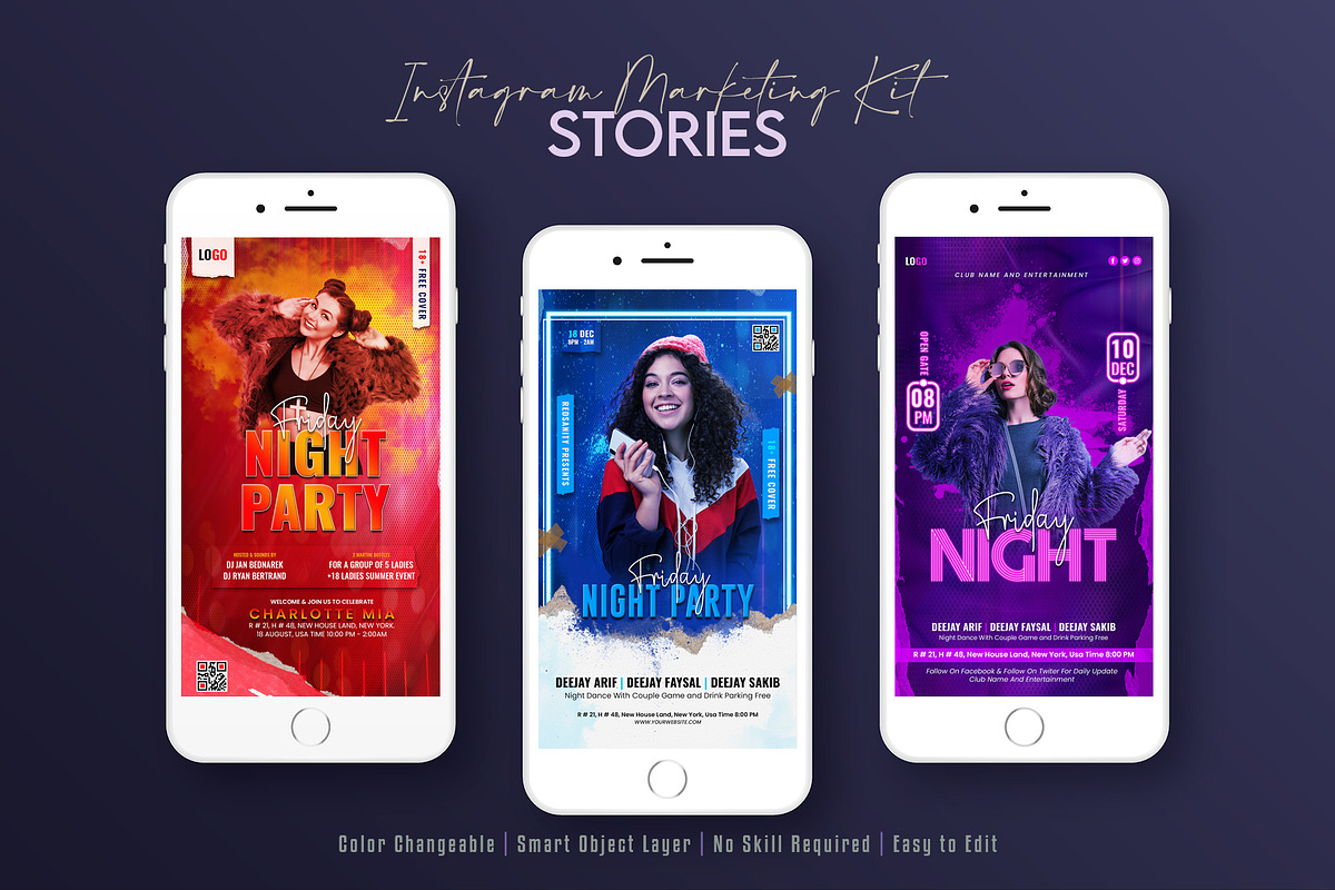 Night Party Social Media Post Set, a Social Media Template by Creative_View (Photo 7 of 8)