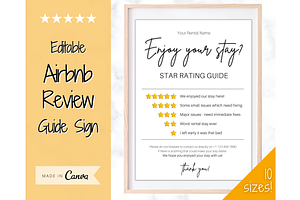 Airbnb Rating Sign, Host Review VRBO