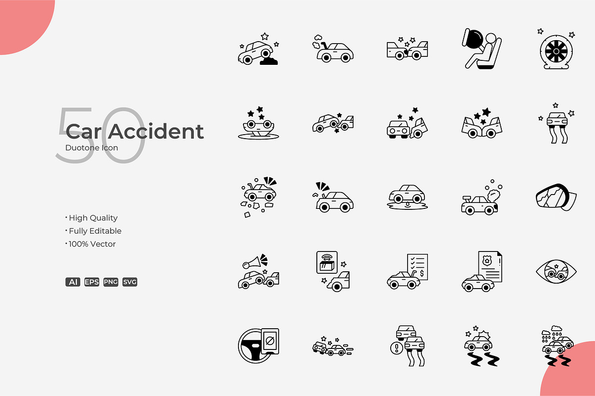 Car Accident Duotone Icons, an Icon by Bloodline