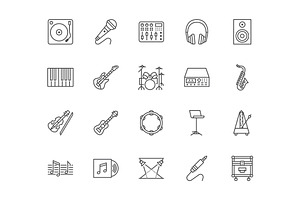 Music Store Line Icons