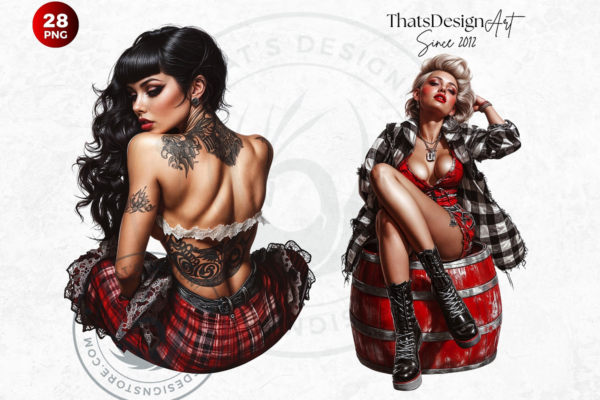 Rockabilly Girls Clipart Set, a Person Illustration by ThatsDesign Art (Photo 6 of 10)