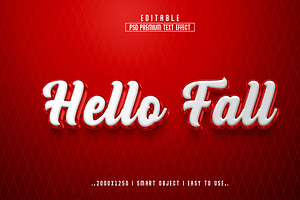 Hello Fall 3D Editable Psd Effect