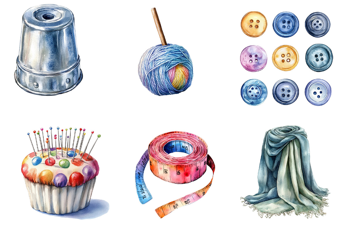 Watercolor Seamstress Clipart, an Illustration by SinaCreation (Photo 2 of 5)