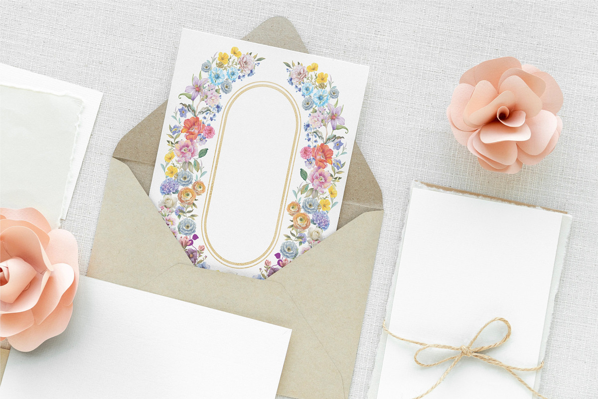 Watercolor floral frame with border, a Decorative Illustration by GraphicsByNaeem (Photo 2 of 4)