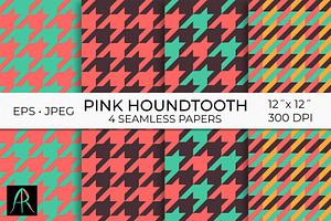 Pink Houndstooth Patterns, a Pattern Graphic by Rose Design