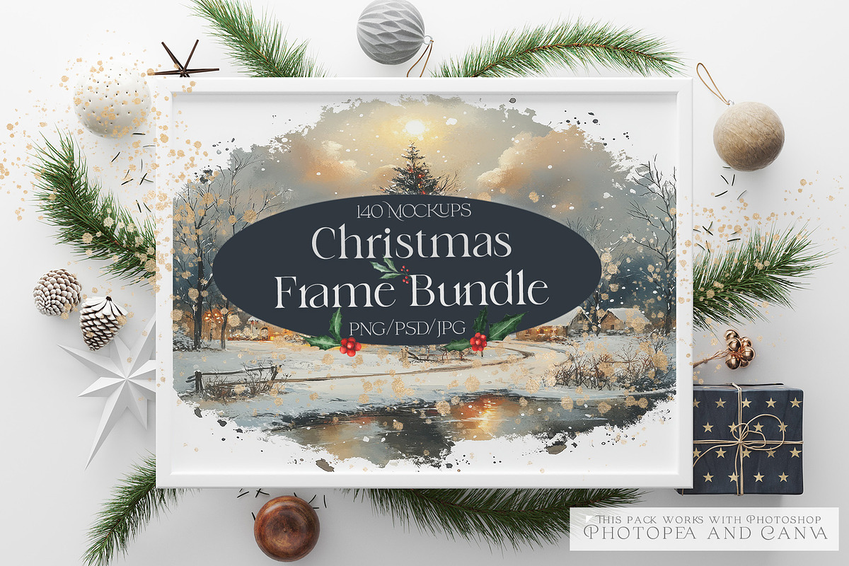 Christmas Frame Bundle - 140 Mockups, a Mockup by mock-ups (Photo 1 of 22)