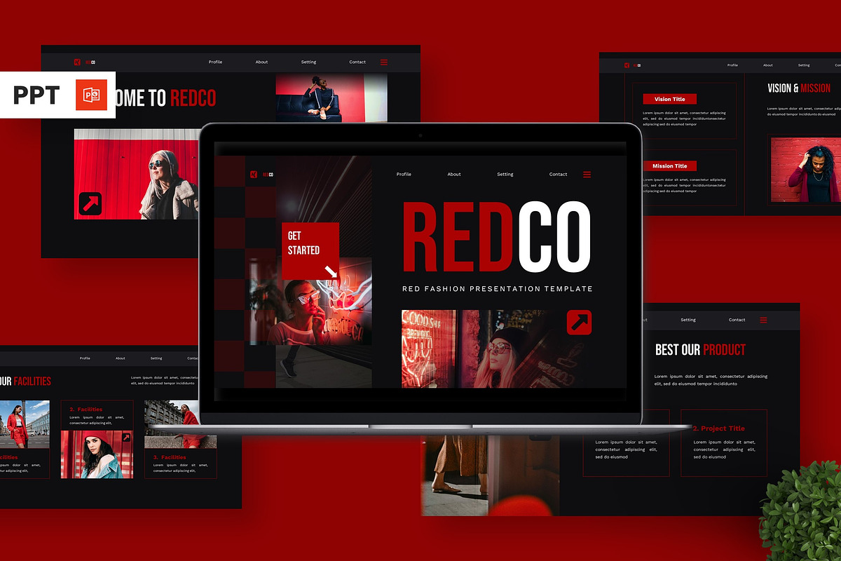 Redco - Red Fashion Powerpoint, a Presentation Template by Deepslide Studio (Photo 1 of 6)