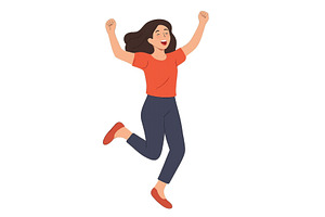 Joyful woman jumping with excitement, a Nature Photo by ZinetroN