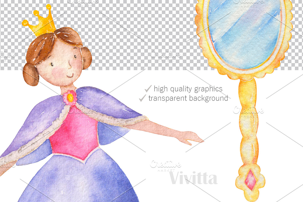 Princess world watercolor clipart, an Animal Illustration by Vivitta (Photo 3 of 4)