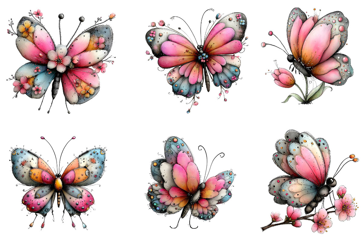 Whimsical spring Butterfly Clipart, an Illustration by CreationArt (Photo 5 of 7)