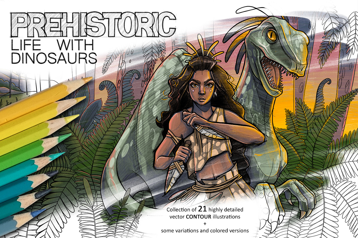 Prehistoric Life with Dinosaurs, an Animal Illustration by Ekaterina Glazkova (Photo 1 of 5)