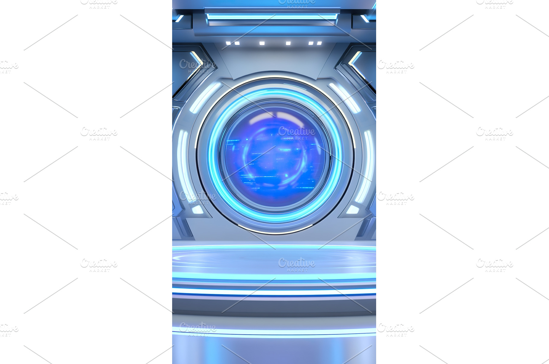 Futuristic sci fi portal with blue, a Technology Photo by Lermont51