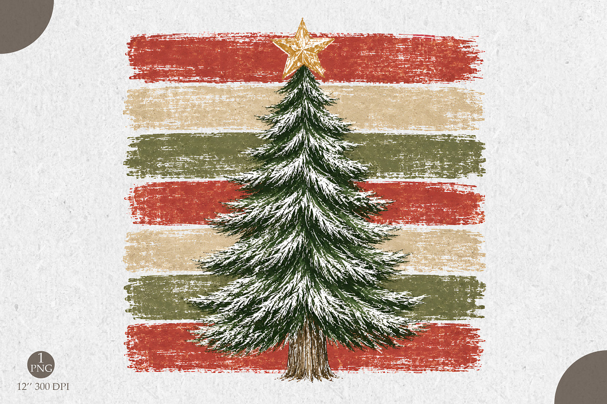 Striped Christmas Tree PNG,Vintage, a Seasonal Illustration by Libby Wishes (Photo 1 of 3)