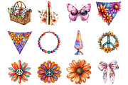 Watercolor 60s Teen Era Clipart, a Seasonal Illustration by Designking (Thumbnail 2 of 5)