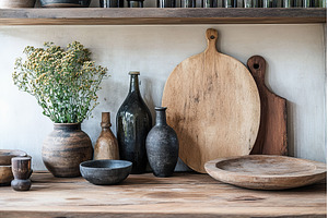 Handmade pottery and wooden decor on, an Arts & Entertainment Photo by Lermont51
